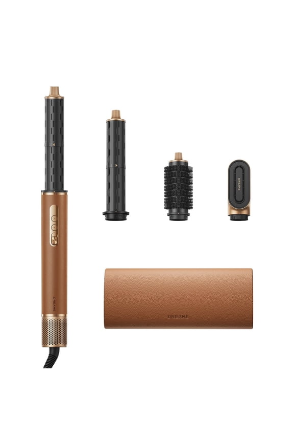 AirStyle Suite Hair Styler & High-Speed Dryer, 110,000 RPM Motor, 3 Essential Snap-On Attachments for Curling, Volumizing & Fast Dry, Frizz Control, Cool Shot, Luxury Leather Travel Bag