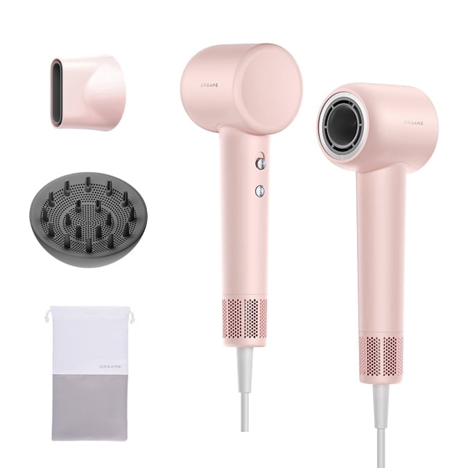 Dreame Gleam Hair Dryer – Powerful Fast Drying, Lightweight, 200M Negative Ions for Frizz-Free Shine, Low Noise, Intelligent Temperature Control, 4 Temp Settings, Compact & Ergonomic Design,Pink