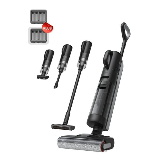 Dreame H12 Dual Vacuum Mop Cleaning Bundle, Wet Dry Floor Cleaner Mop Combo 4-in-1 Cordless Vacuum for Multi-Surface, One-Step Self Cleaning with Hot Air Drying, 1 more Filter