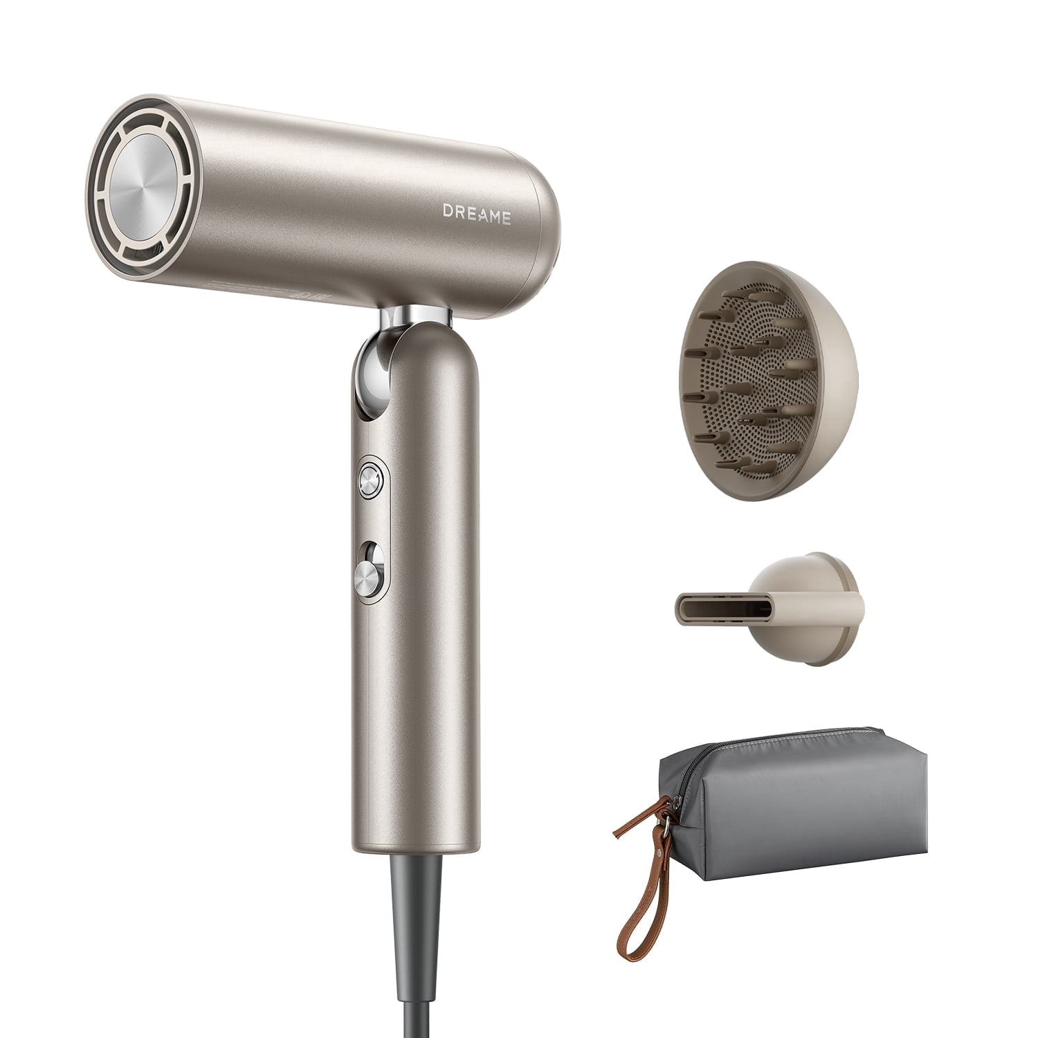 Dreame Pocket 2026 Hair Dryer, Travel Blow Dryer with Diffuser, 1300W Professional High Speed Ionic Hair Blower, Fast Drying, Low Noise, Lightweight, No Heat Damage
