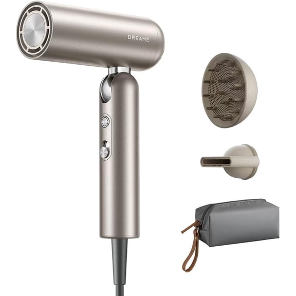 Dreame Pocket Upgraded Hair Dryer, High-Speed Portable Blow Dryer with Diffuser, Lightweight Foldable Travel Hair Dryer with Negative Ion Technology, Fast Drying Low Noise Hair Dryer