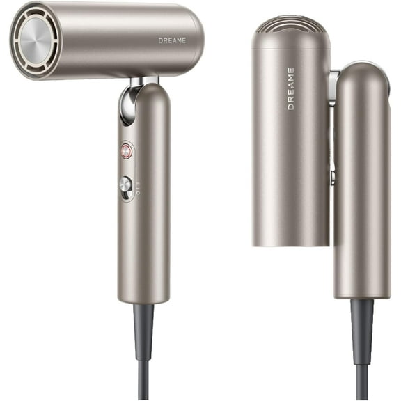 Dreame Pocket Compact Ionic Hair Dryer, Gold, 1000 Watts