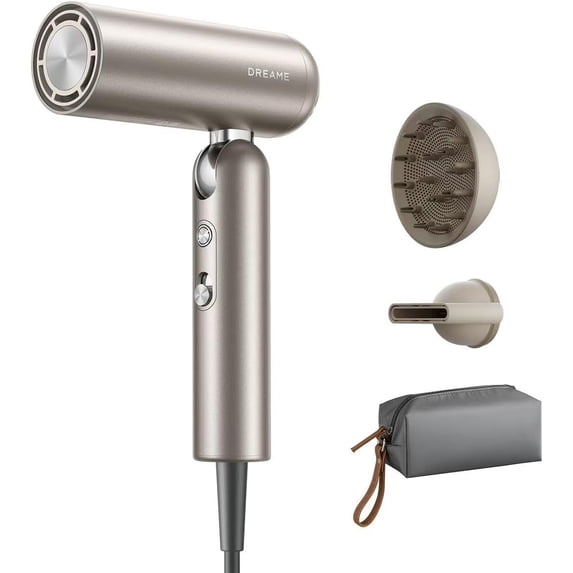 Dreame Pocket Upgraded Hair Dryer, High-Speed Portable Blow Dryer with Diffuser, Lightweight Foldable Travel Hair Dryer with Negative Ion Technology, Fast Drying Low Noise Hair Dryer