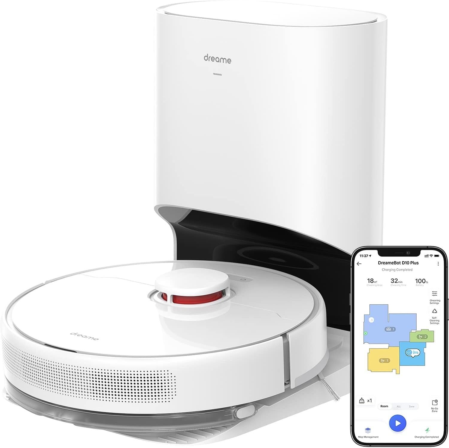 Dreame Robot Vacuum and Mop Combo,45Days of Dust Auto-Empty,4000Pa Suction,LiDAR Navigation,D10 Plus