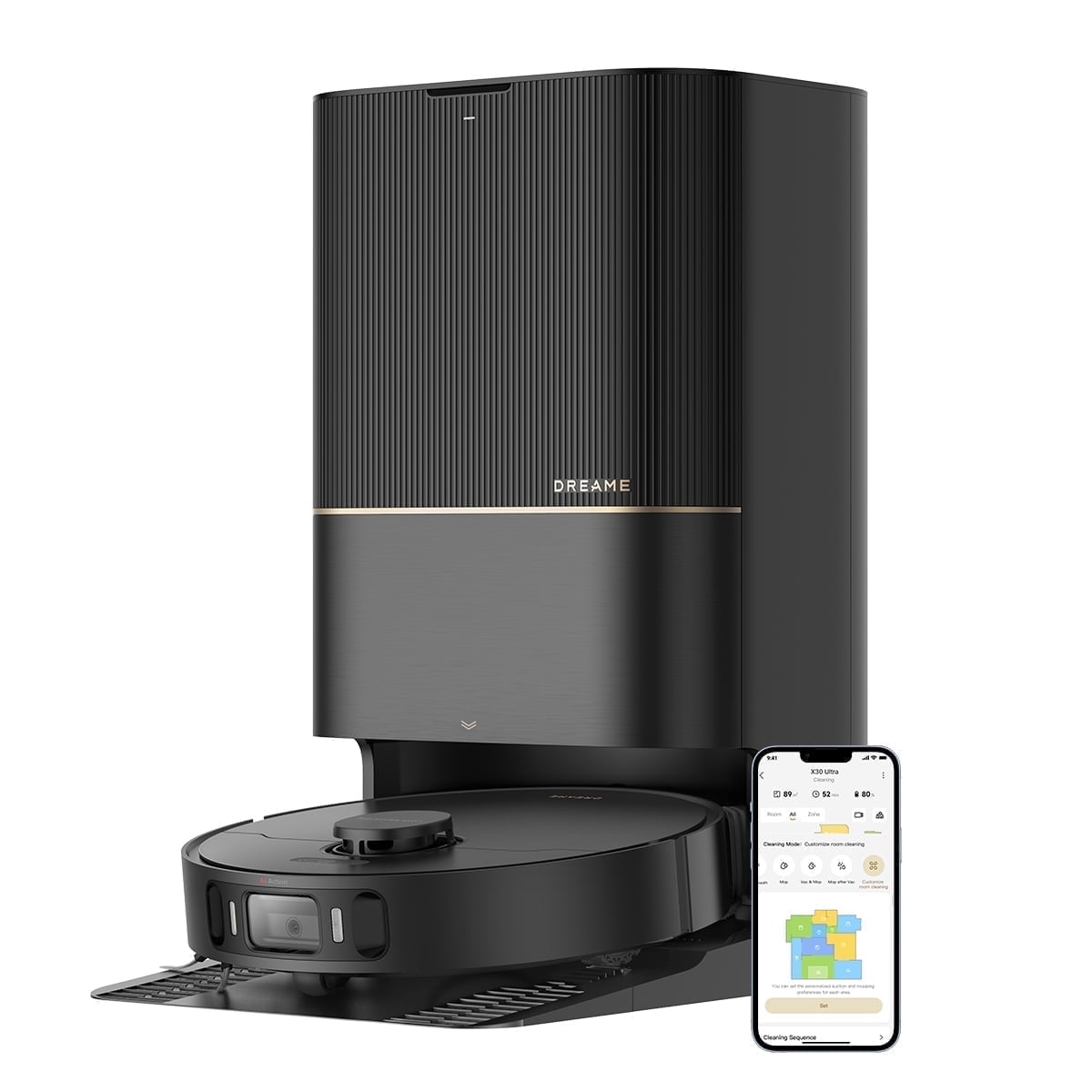 Dreame X30 Ultra Robot Vacuum, 8300Pa Suction, Self Cleaning with 140°F Water, Liftable Mop