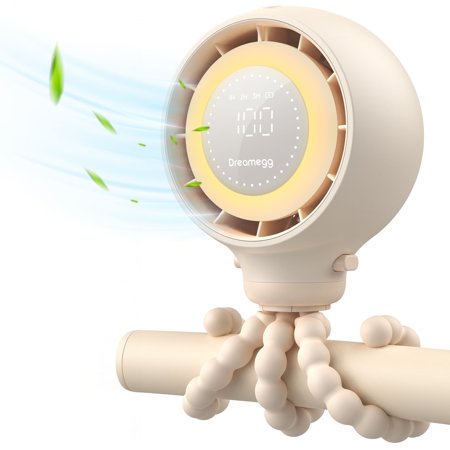 Dreamegg Portable Fan Cooling Stroller Fan for Baby, Cooling Rechargeable Fan for Travel, Beige
