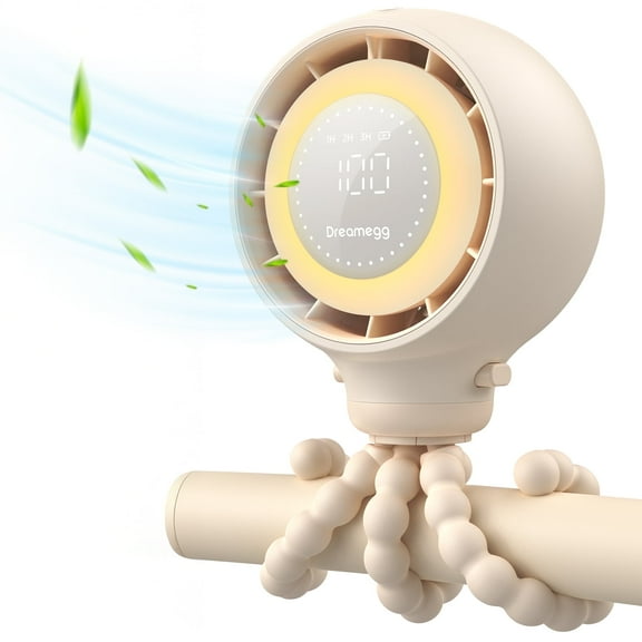 Dreamegg Portable Fan Cooling Stroller Fan for Baby, Cooling Rechargeable Fan for Travel, Beige