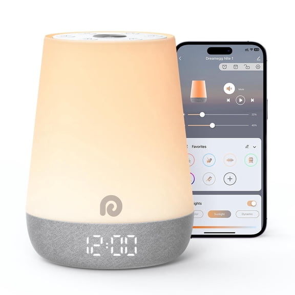 Dreamegg Sound Machine Baby, White Noise Sound Machine for Baby, Ok to Wake Alarm Clock with Night Ligh, 34 Soothing Sounds, App Control, Wake Up Alarm Clock for Bedroom Kids Adults