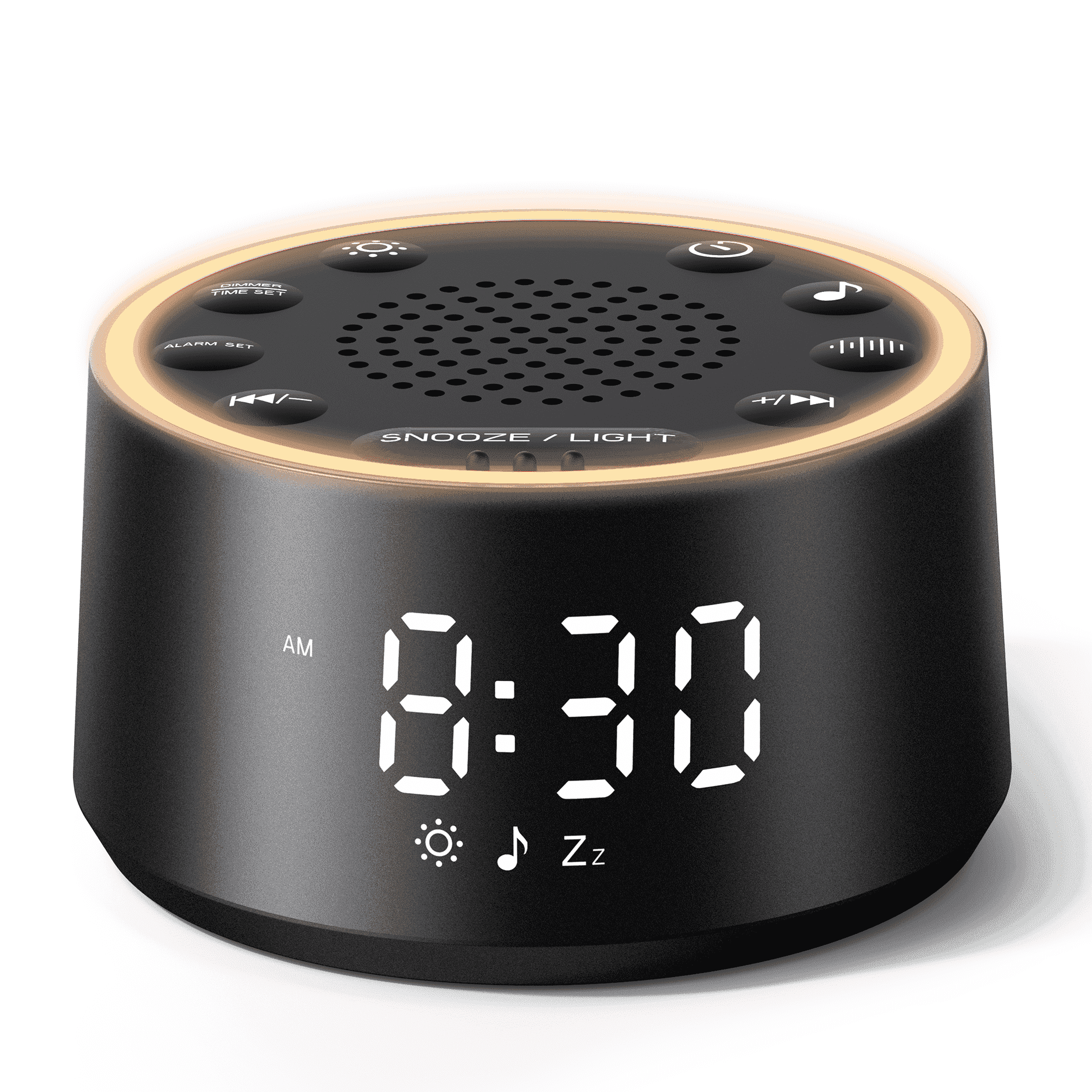 Dreamegg Sound Machine for Baby Adult Sleep, White Noise Alarm Clocks for Bedrooms Heavy Sleepers Travel, Black