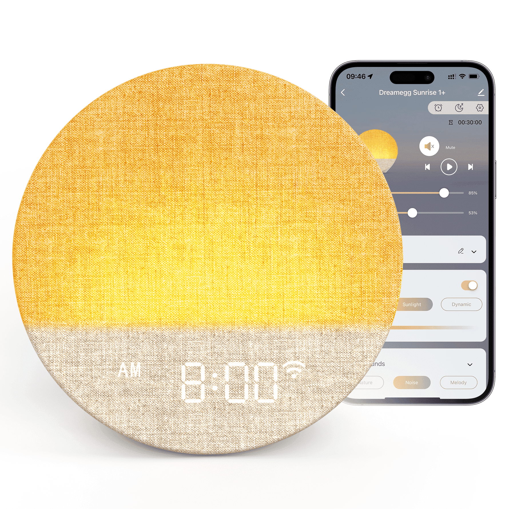 Dreamegg Sunrise Alarm Clock With APP Cotrol, White Noise Sound Machine for Adult Wake Up Sunlight