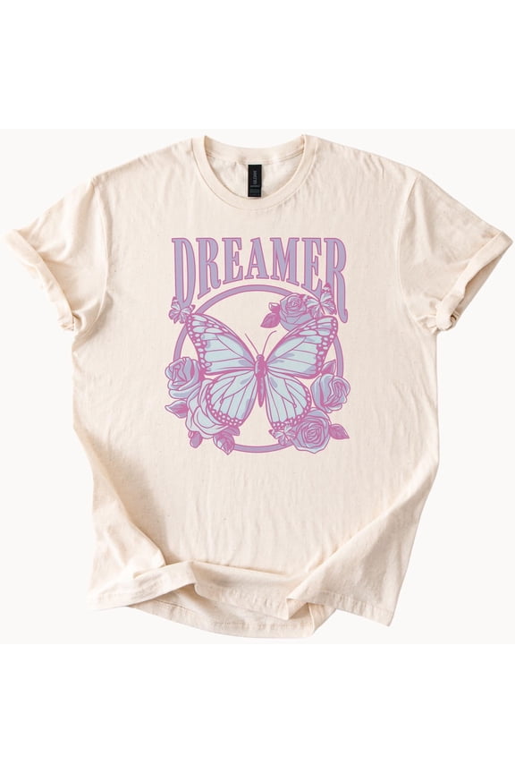 Dreamer Butterfly T-shirt Graphic Tee Floral Butterfly Shirt Dreamer Tee