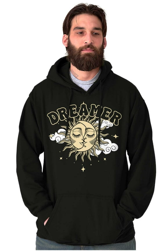 Dreamer Celestial Sun Moon Face Unisex Plus Fleece Graphic Hoodie Brisco Brands 2X