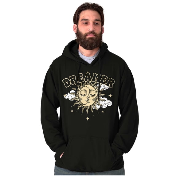 Dreamer Celestial Sun Moon Face Unisex Plus Fleece Graphic Hoodie Brisco Brands 3X