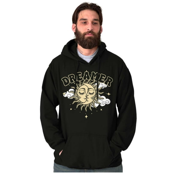 Dreamer Celestial Sun Moon Face Hoodie Sweatshirt Women Men Brisco Brands S
