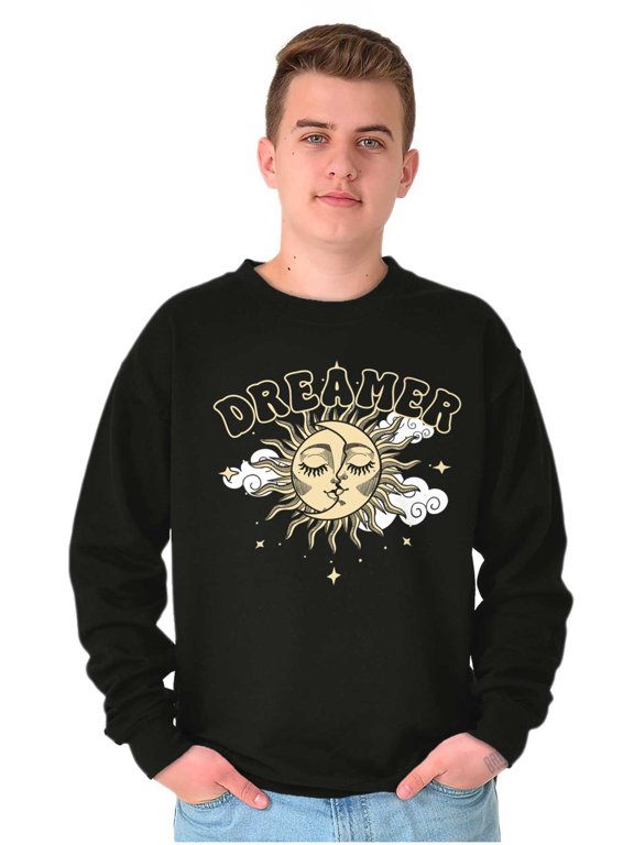 Dreamer Celestial Sun Moon Face Sweatshirt for Men or Women Brisco Brands M