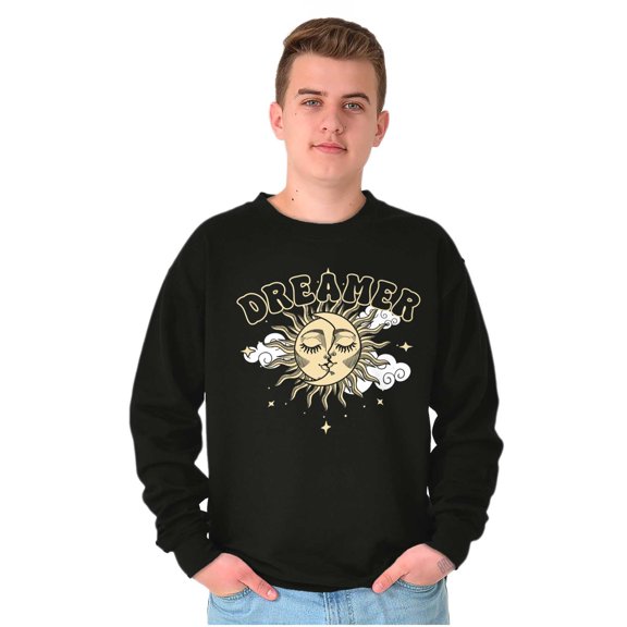 Dreamer Celestial Sun Moon Face Unisex Plus Fleece Graphic Sweatshirt Brisco Brands 3X