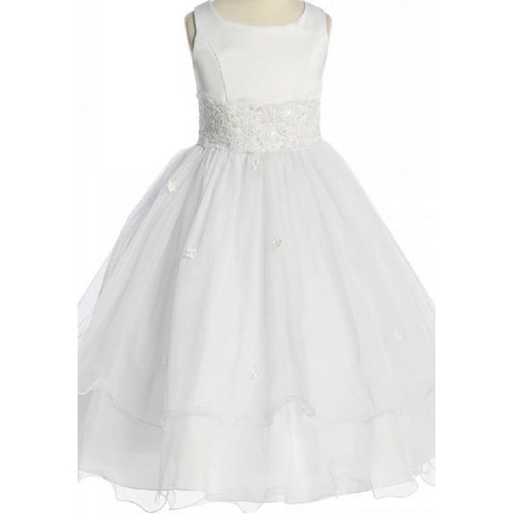 Dreamer P Girls Lace Trim Sleeveless Flower Tulle Dress, Size 16