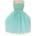 thumbnail image 1 of Dreamer PePi Double Spaghetti Strap Tulle Rhinestone Easter Big Girls Flower Girl Dress Aqua Lime 10 (C03B31), 1 of 4