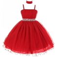 thumbnail image 1 of Dreamer PePi Double Spaghetti Strap Tulle Rhinestone Easter Big Girls Flower Girl Dress Red 16 (C03B31), 1 of 4