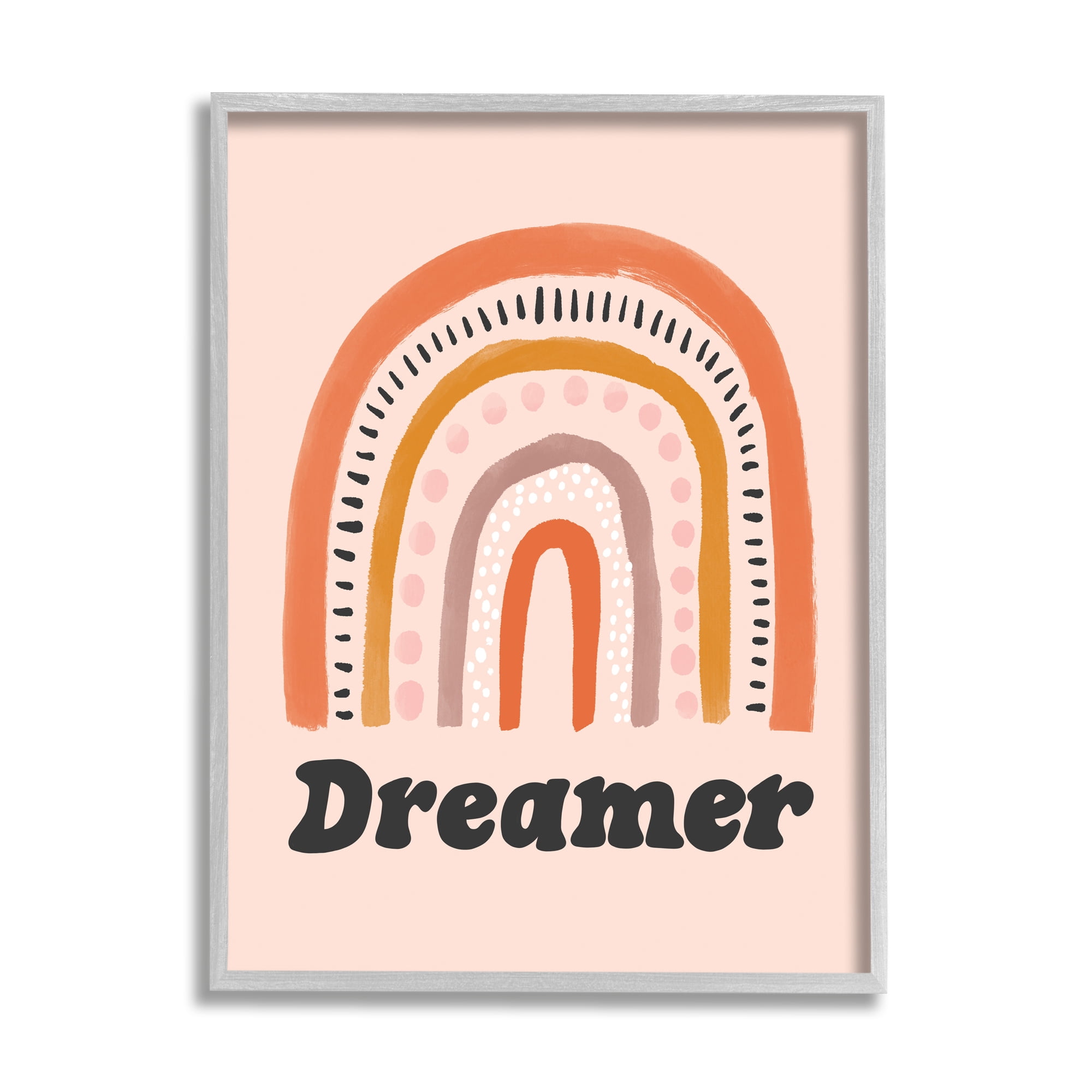 Stupell Industries Dreamer Sentiment Whimsical Orange Pink Rainbow ,11 x 14,Designed by Lisa Barlow