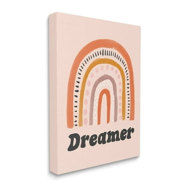 Dreamer Sentiment Whimsical Orange Rainbow 24 in x 30 in Painting Canvas Art Print, by Stupell Home Décor