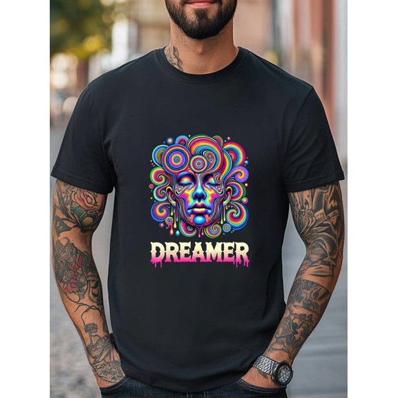 Dreamer T-Shirt Trippy Psychedelic Face Art Graphic Unisex Casual T-shirt