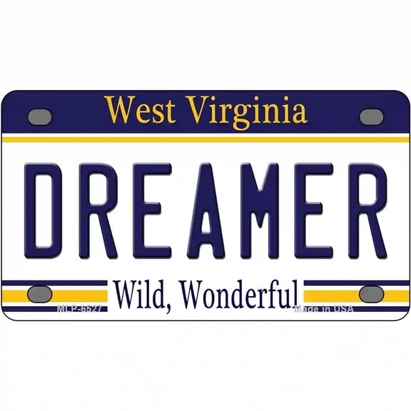 Dreamer West Virginia Novelty Metal License Plate 4" x 2.2" Mini