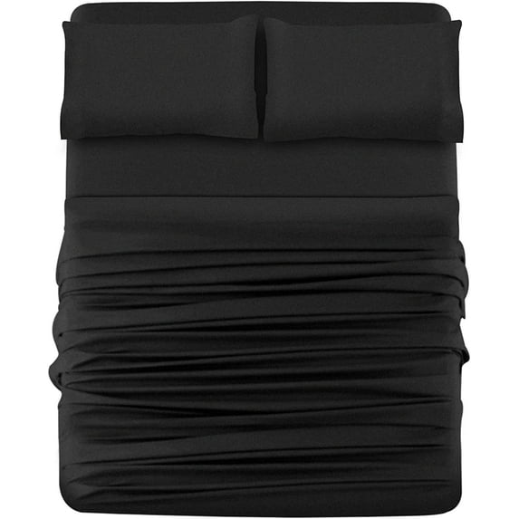 Dreamer's Nest Jersey Bed Sheet Set Cotton Blend Knit 3 Piece - 1 Flat Sheet 1 Fitted Sheet 1 Pillowcase T-Shirt Soft Stretchable Sheets All Season Bedding (Charcoal Grey, Twin)