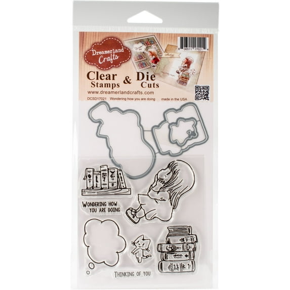 DreamerlandCrafts Clear Stamp & Die Set 4"X4"-Wondering How You Are Doing