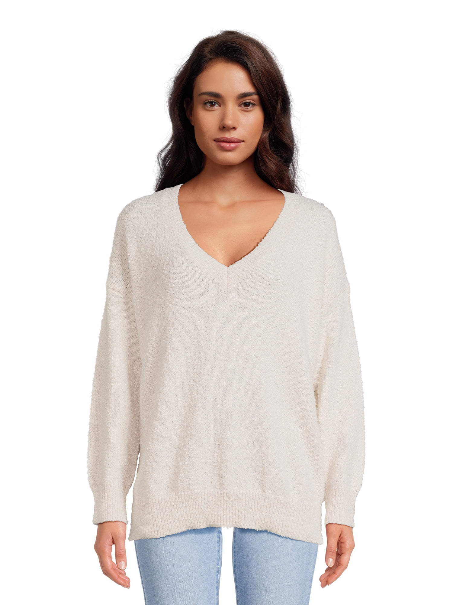 Dreamers By Debut Women's Oversized Tunic V Neck Sweater, Midweight ...
