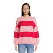 DREAMERS BY DEBUT Women's Striped Sweater with Blouson Sleeves, Midweight, Sizes XS-XL