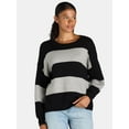 thumbnail image 1 of Dreamers By Debut Women's Striped Sweater with Blouson Sleeves, Midweight, Sizes XS-XL, 1 of 5