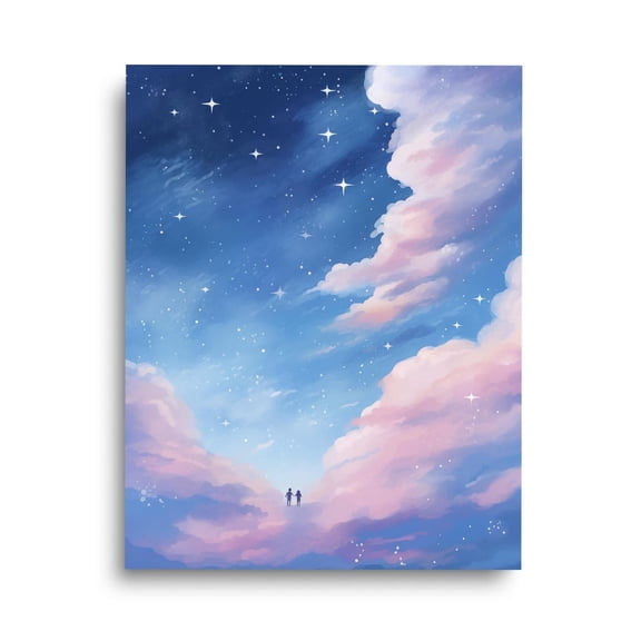 Dreamers Print, Celestial Sky Art, Starry Night Clouds Poster, Minimalist Cosmic Decor, Abstract Moon Wall Illustration Home Decor #3464, Unframed Poster Size 8x12