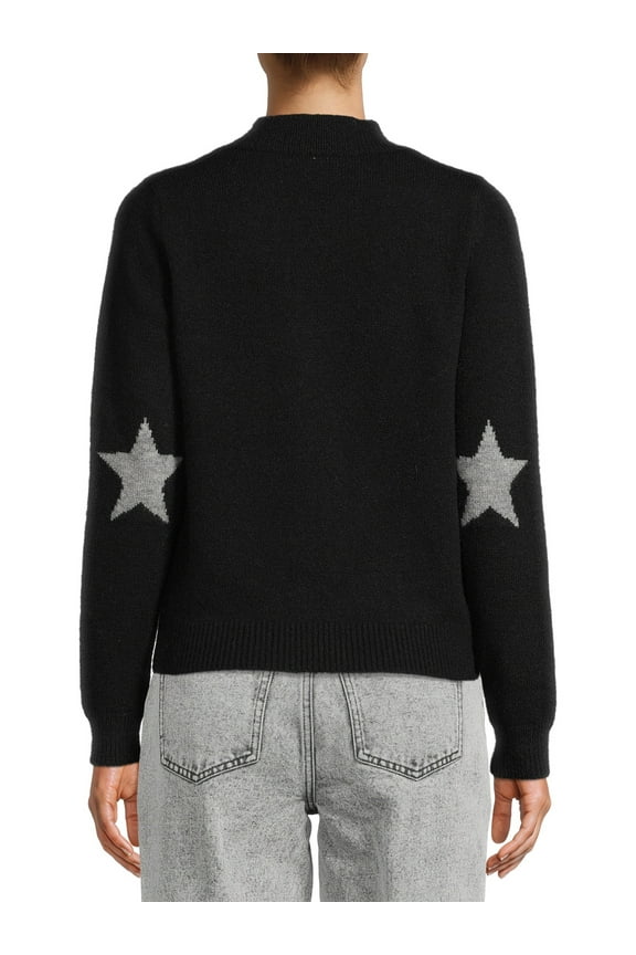 Women's Elbow Patch Mock Neck Sweater