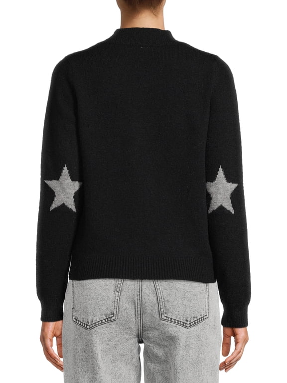 Women's Elbow Patch Mock Neck Sweater
