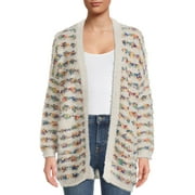 Dreamers by Debut Women's Open Front Rainbow Cardigan Sweater, Midweight