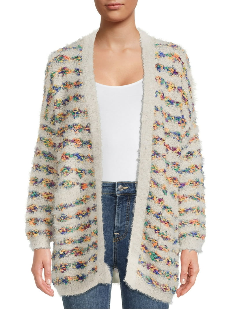 Dreamers by Debut Women's Open Front Rainbow Cardigan Sweater
