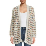 Dreamers by Debut Women's Open Front Rainbow Cardigan Sweater, Midweight