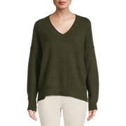 Dreamers by Debut Women’s Oversized V-Neck Sweater with Long Sleeves, Midweight, Sizes XS-XL