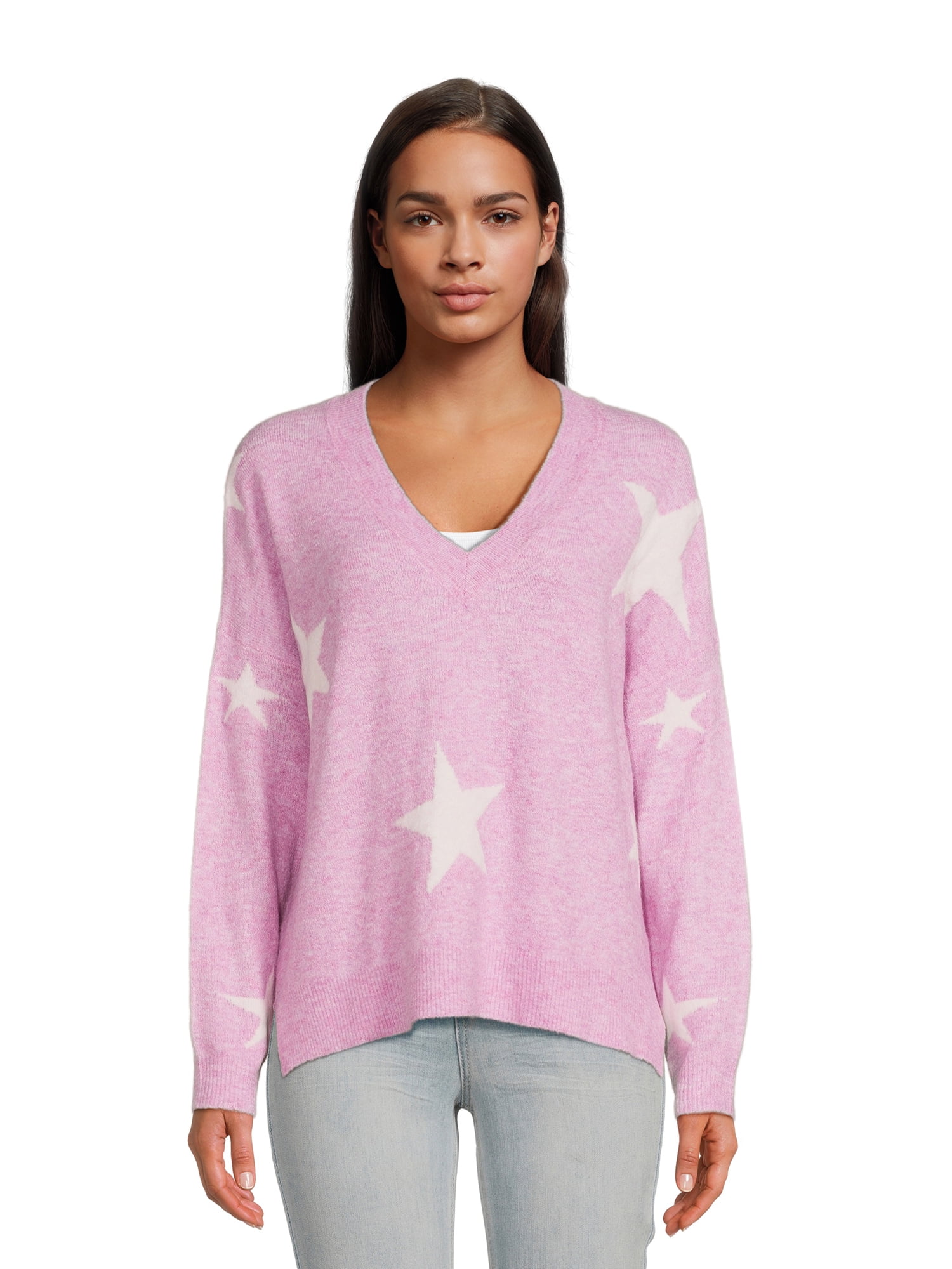 WFTBDREAM Women's V Neck Long Sleeve Sweater – Loose Fit Soft Tops For Casual Wear, Solid Colors S-2XL - View #3