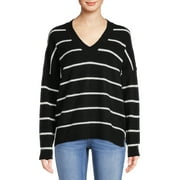 Dreamers by Debut Women’s Oversized V-Neck Sweater with Long Sleeves, Midweight, Sizes XS-XL