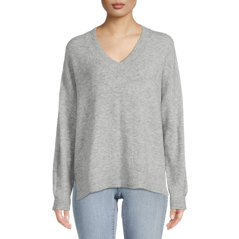 Dreamers by Debut Women s Oversized V Neck Sweater with Long Sleeves Midweight Sizes XS XL Walmart