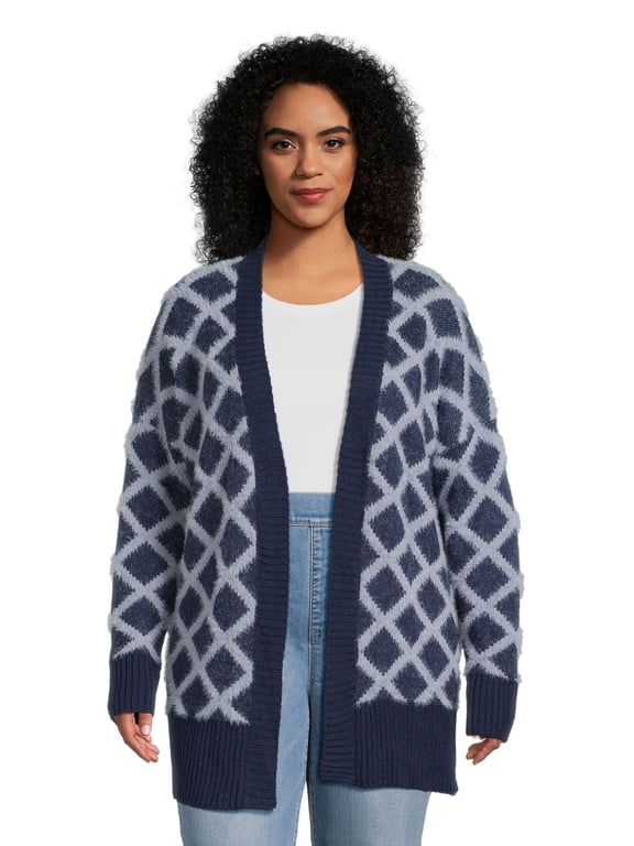 Women's Plus Size Print Cardigan