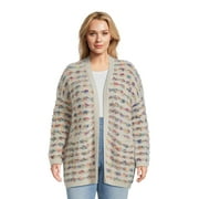 Dreamers by Debut Women's Plus Size Rainbow Stitched Cardigan