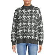 Dreamers by Debut Womens Houndstooth Pullover Long Sleeve Sweater
