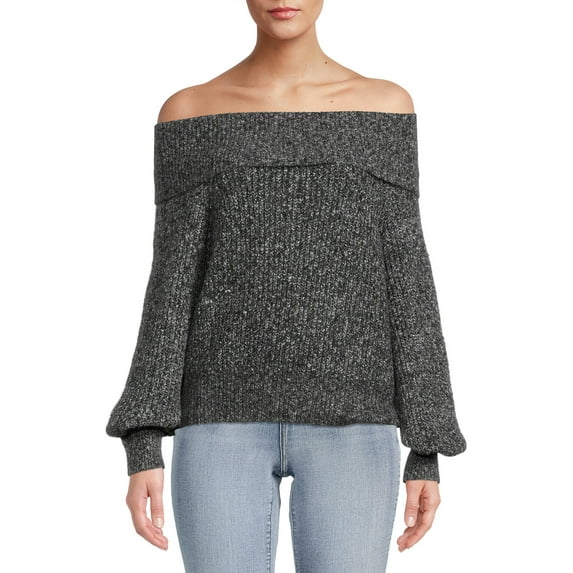 Dreamers by Debut Womens Off the Shoulder Long Sleeve Pullover Sweater
