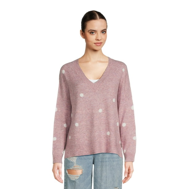 Dreamers by Debut Womens Oversized VNeck Long Sleeve Pullover Sweater