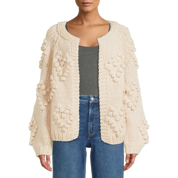 Dreamers by Debut Womens Pom Pom Cardigan Sweater