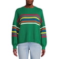 thumbnail image 1 of Dreamers by Debut Womens Striped Long Sleeve Pullover Sweater with Puff Sleeves, 1 of 5