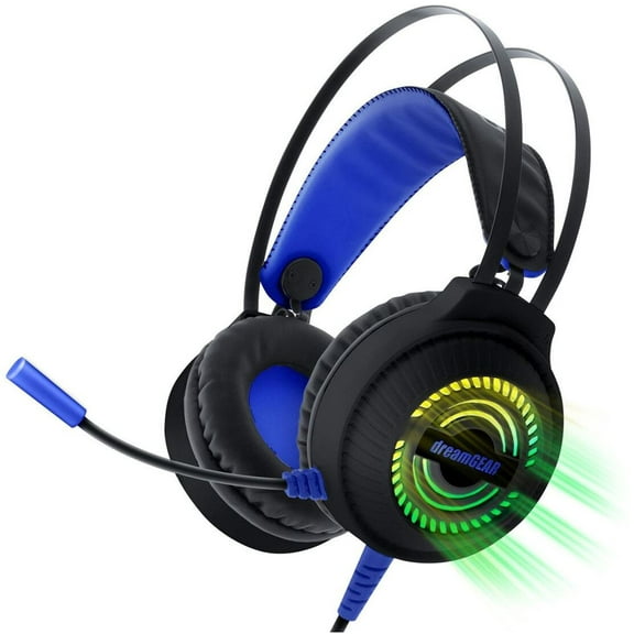 Xbox Accessory:  Wired Headset - DreamGear GRX-500 Game Headset RGB LED - Black:  Compatiblewith PC, Switch, PS5, Xbox X|S & Blue